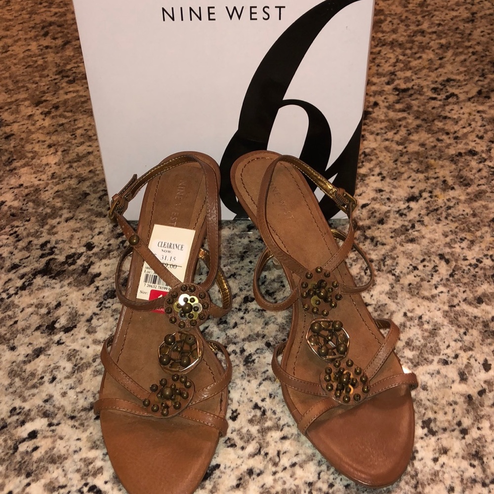 Nine West Rosacious Sandals- Dark Natural